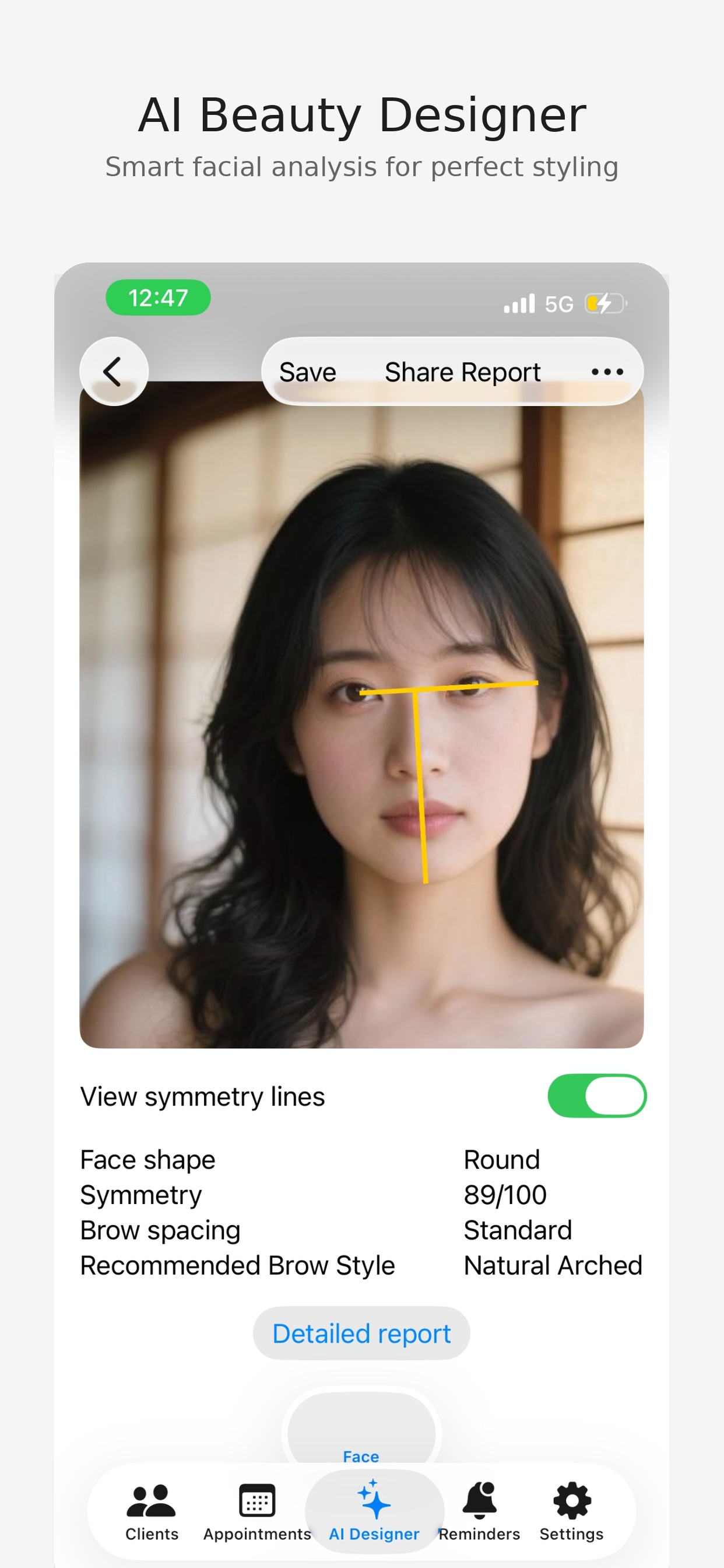 Linerly App Interface - AI Beauty Designer
